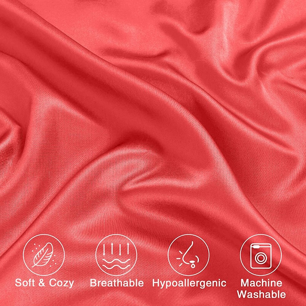 Oussum Satin Pillowcase for Hair and Skin Luxury Bedding Pillowcase Set of 2 - Picture 5 of 11